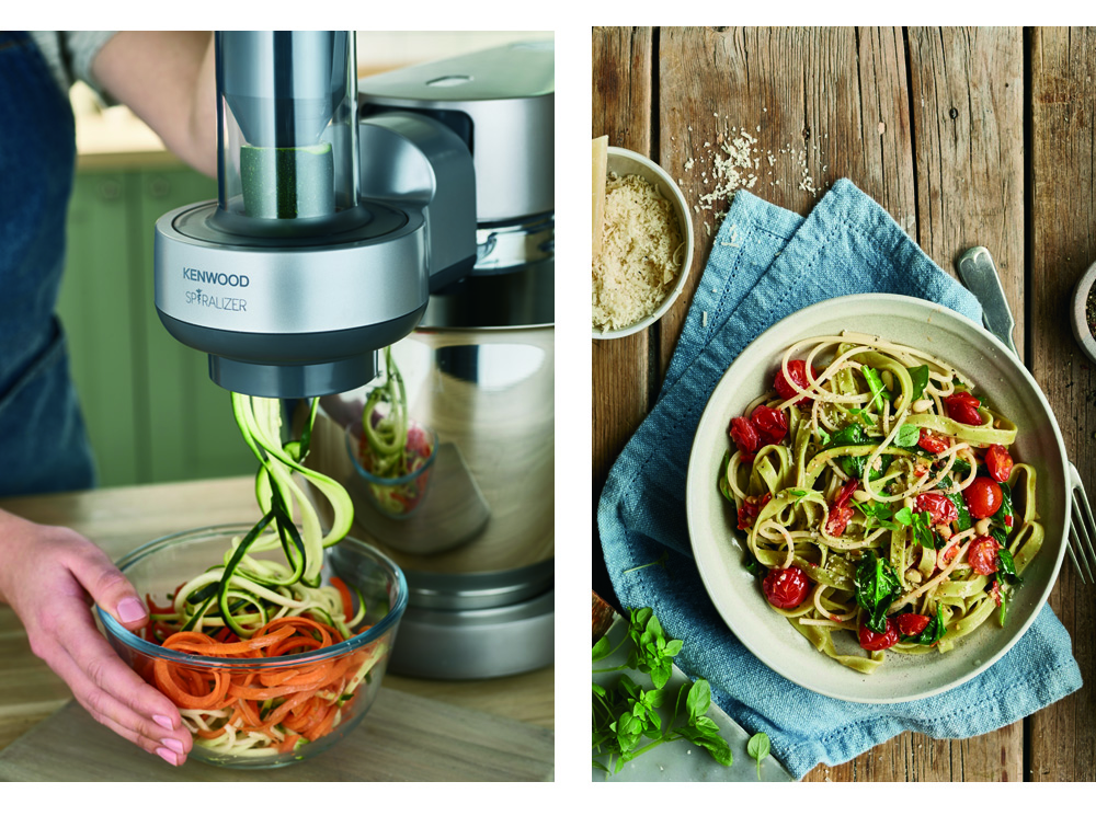 Kenwood Spiralschneider KAX 700 PL mit 5 Aufsätzen für Gemüsespaghetti und kreative Spiralschnitte