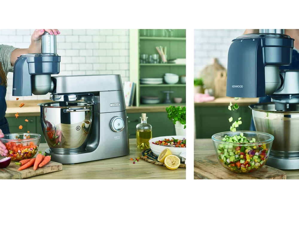 Kenwood Würfelschneider KAX 400 PL für präzise 10x10 mm Würfel aus Gemüse und festen Zutaten