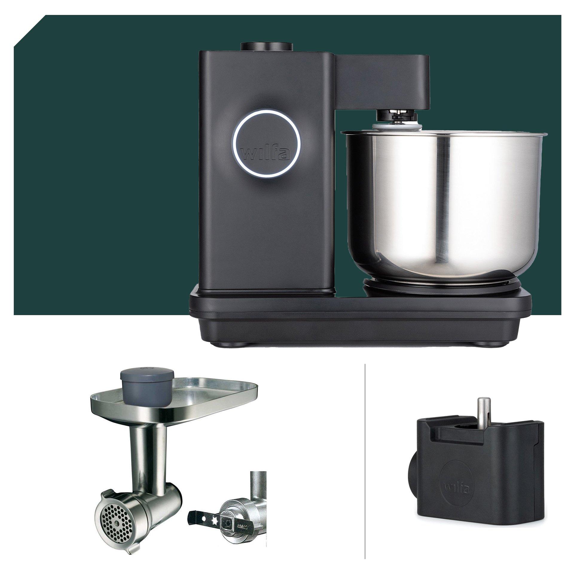 Fleischwolf Paket Wilfa Probaker Küchenmaschine KM1B-70 Black mit 5 Jahren Garantie