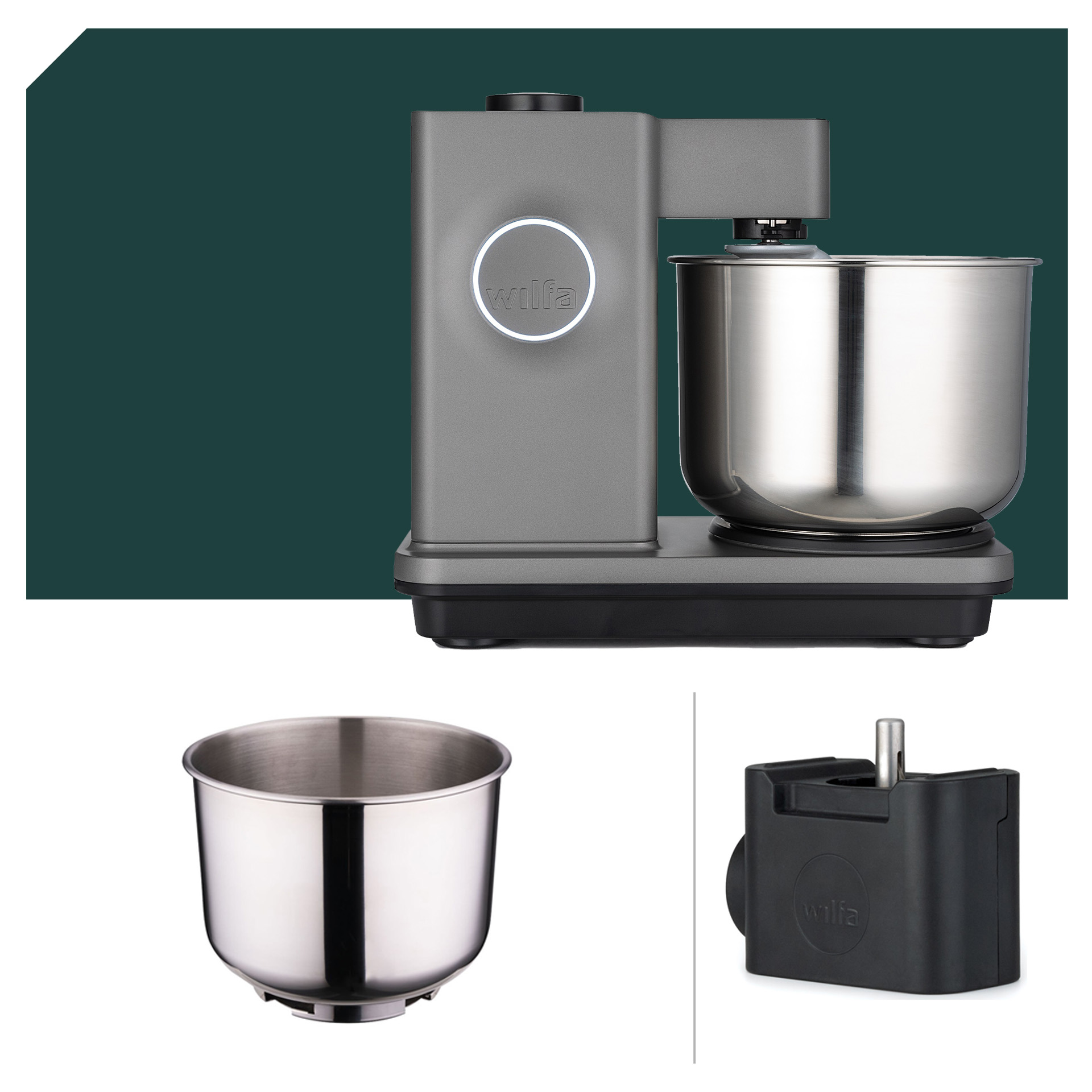 Mega Paket Wilfa Probaker TIMER Küchenmaschine KM2GY-T70 Grau mit 5 Jahren Garantie