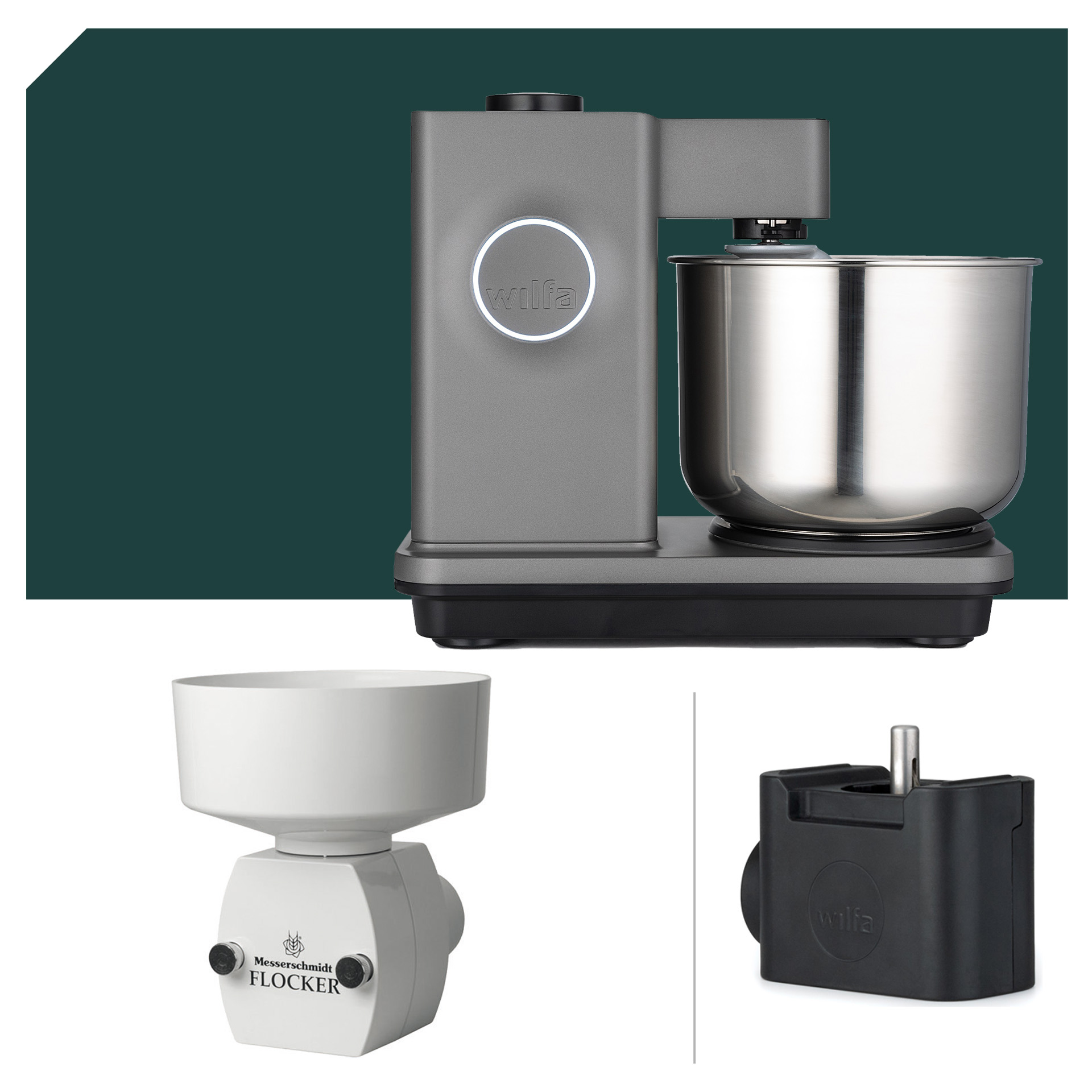 Fitness Paket Wilfa Probaker TIMER Küchenmaschine KM2GY-T70 Grau mit 5 Jahren Garantie