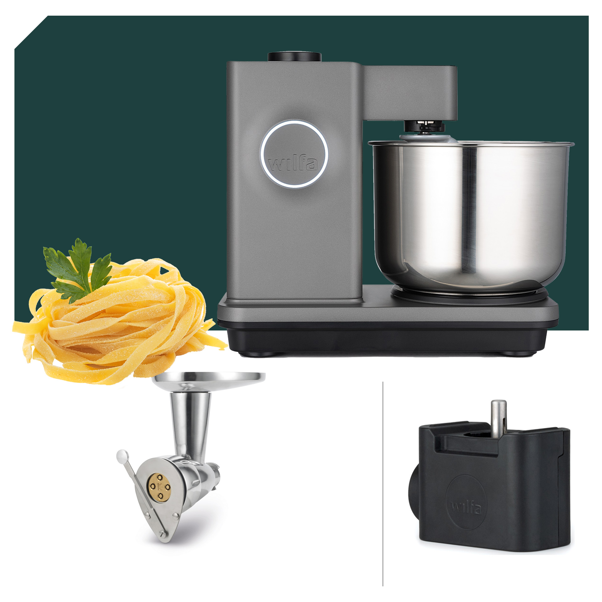 Italia Paket Wilfa Probaker TIMER Küchenmaschine KM2GY-T70 Grau mit 5 Jahren Garantie