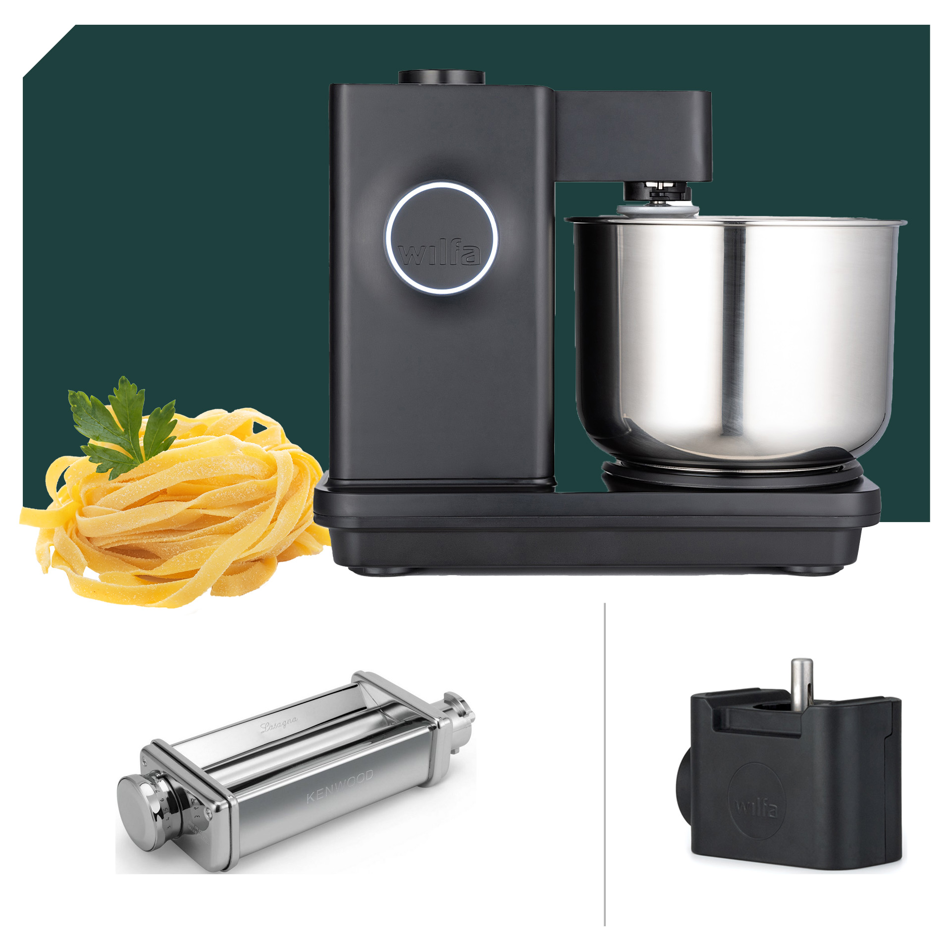 Pasta Paket Wilfa Probaker Küchenmaschine KM1B-70 Black mit 5 Jahren Garantie 
