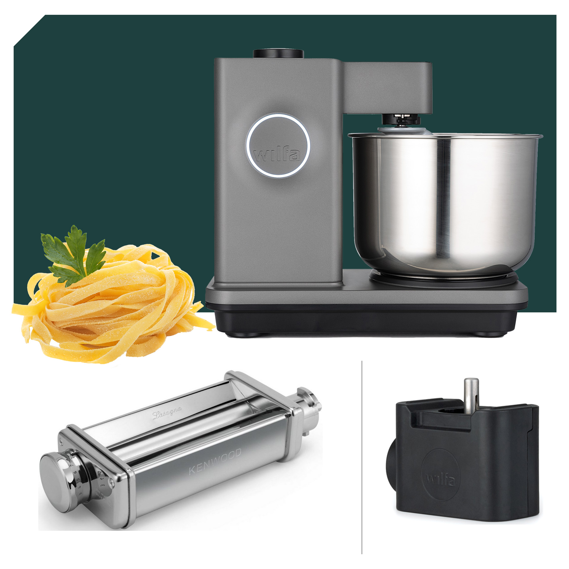 Pasta Paket Wilfa Probaker Küchenmaschine KM1GY-70 Grau mit 5 Jahren Garantie 