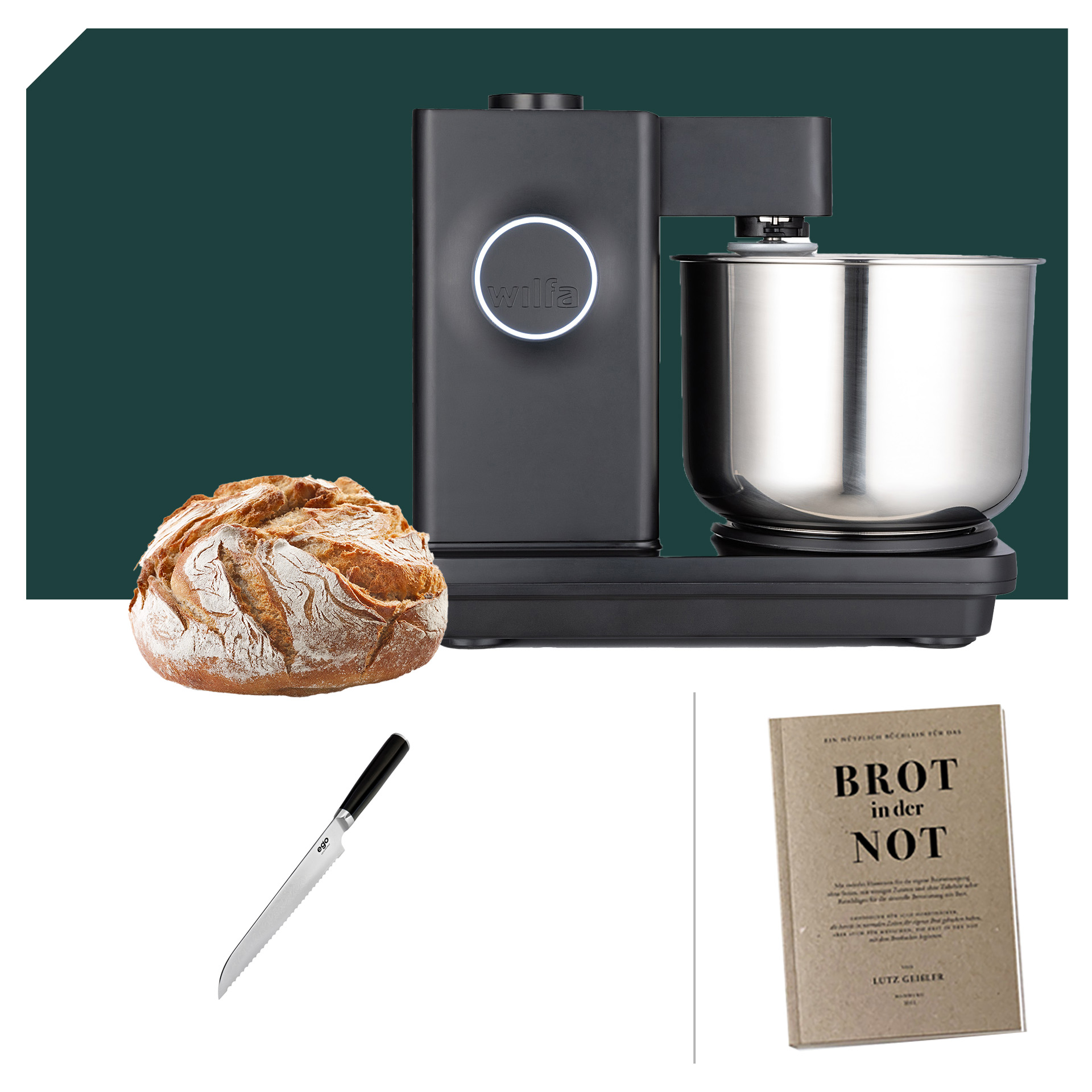 Brotback Paket Wilfa Probaker TIMER Küchenmaschine KM2BS-T70 Schwarz mit 5 Jahren Garantie