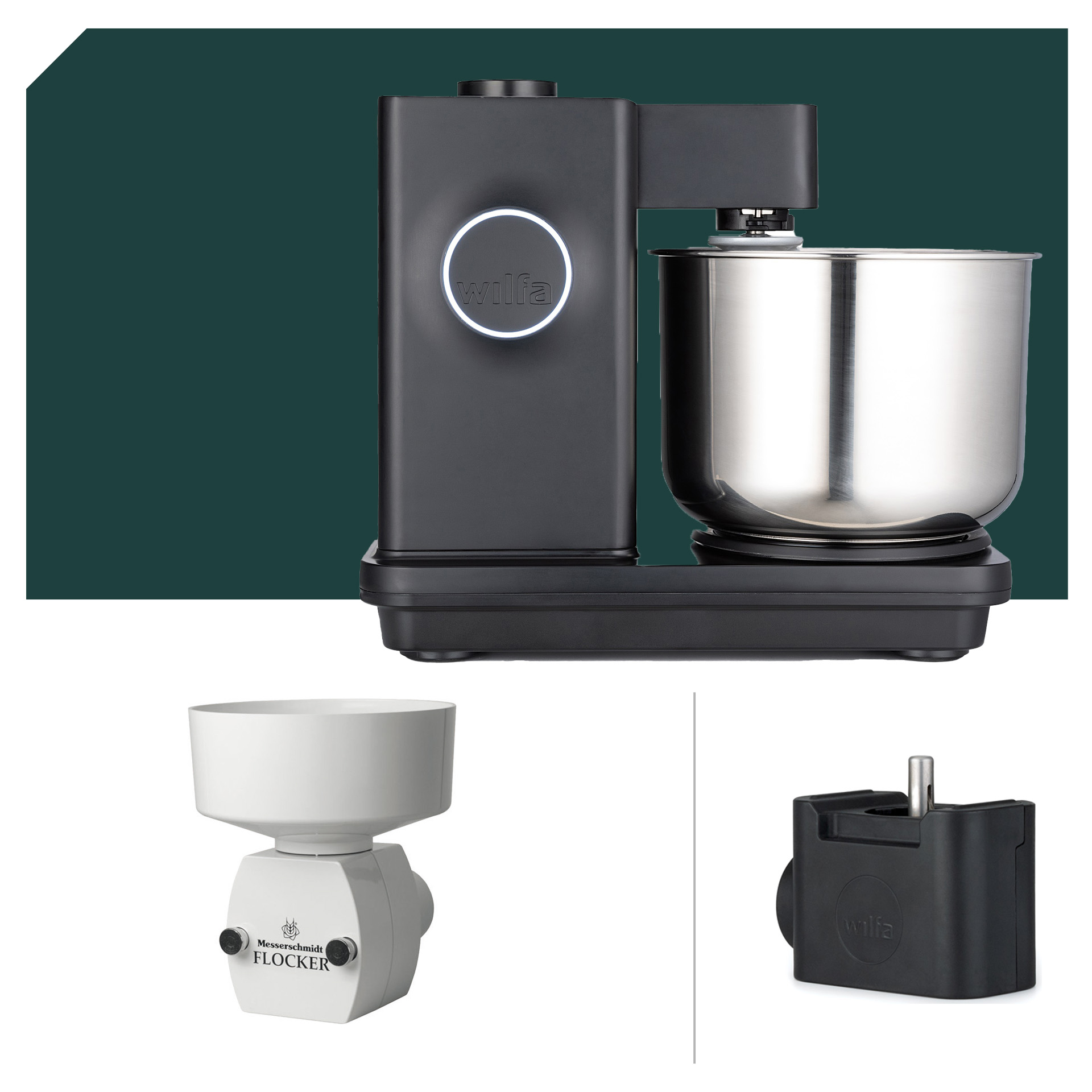 Fitness Paket Wilfa Probaker TIMER Küchenmaschine KM2BS-T70 Schwarz mit 5 Jahren Garantie
