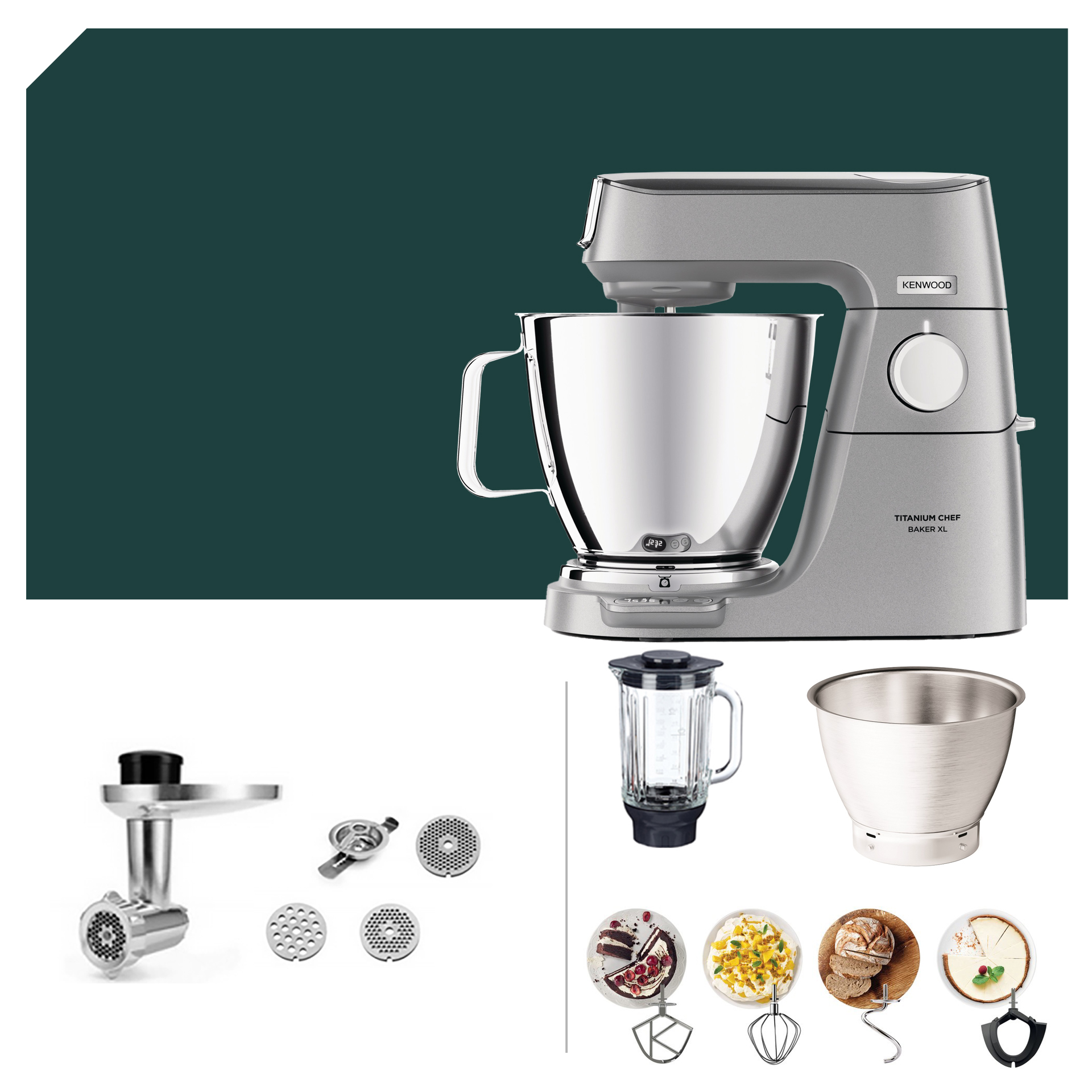 Profi Paket Kenwood Titanium Chef Baker XL KVL 85