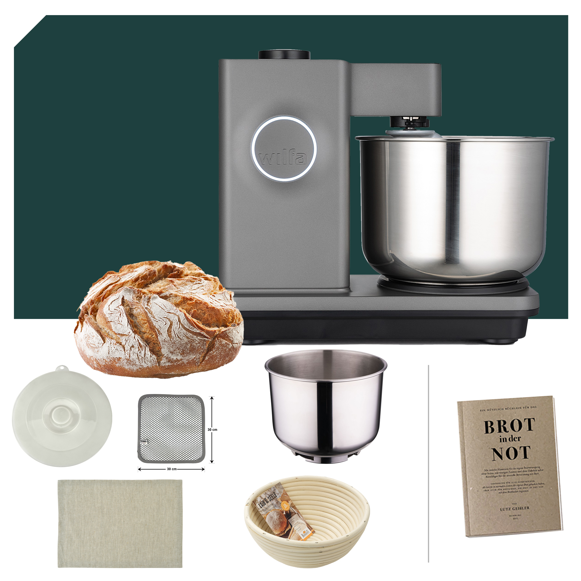 Brotback Paket Wilfa Probaker NXT KM4GY-T70 Grau mit 10 Jahren Garantie 