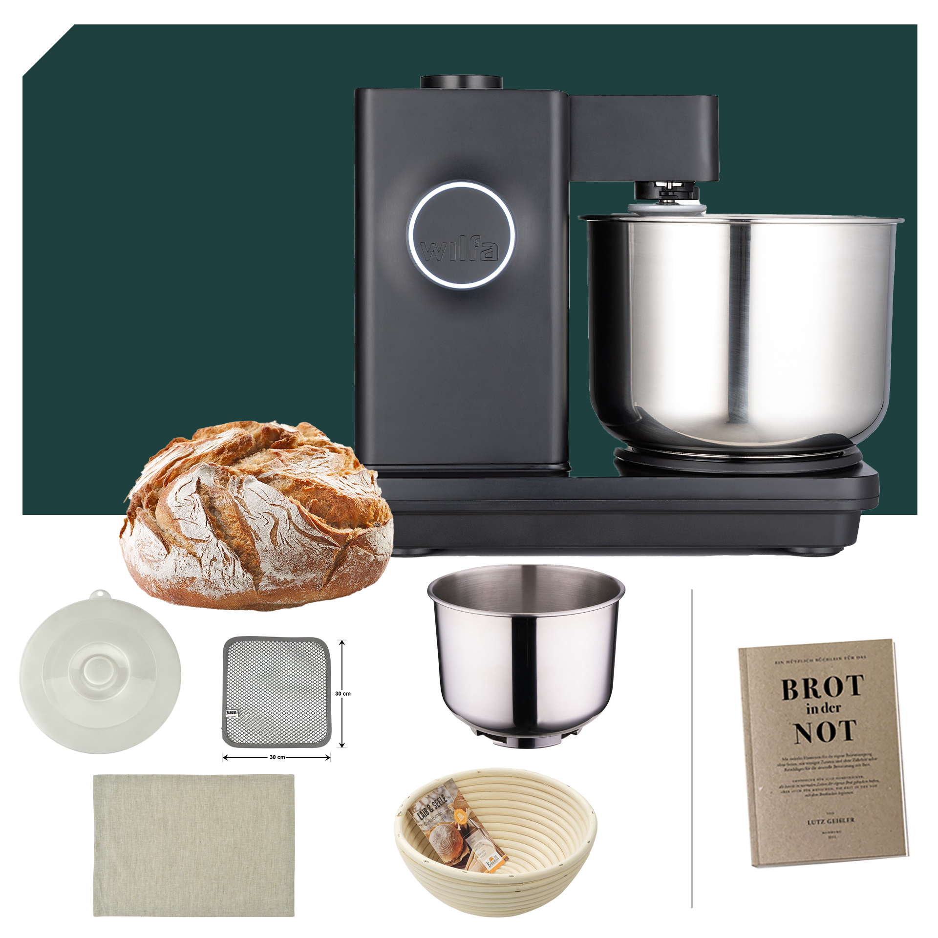 Brotback Paket Wilfa Probaker NXT KM4B-T70 Schwarz mit 10 Jahren Garantie