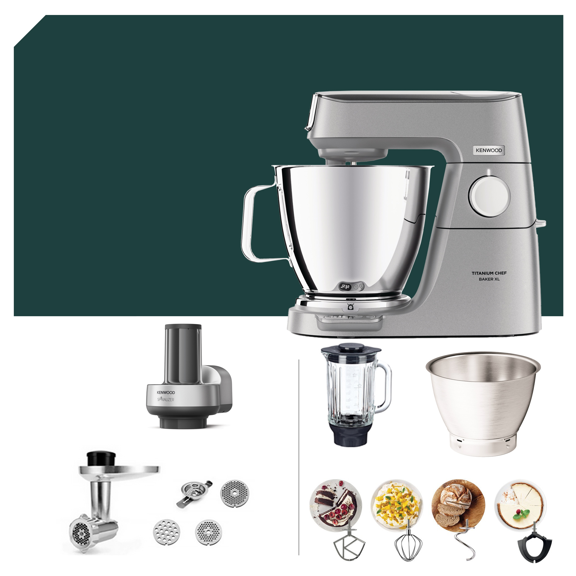 Spiralschneider Paket Kenwood Titanium Chef Baker XL KVL 85