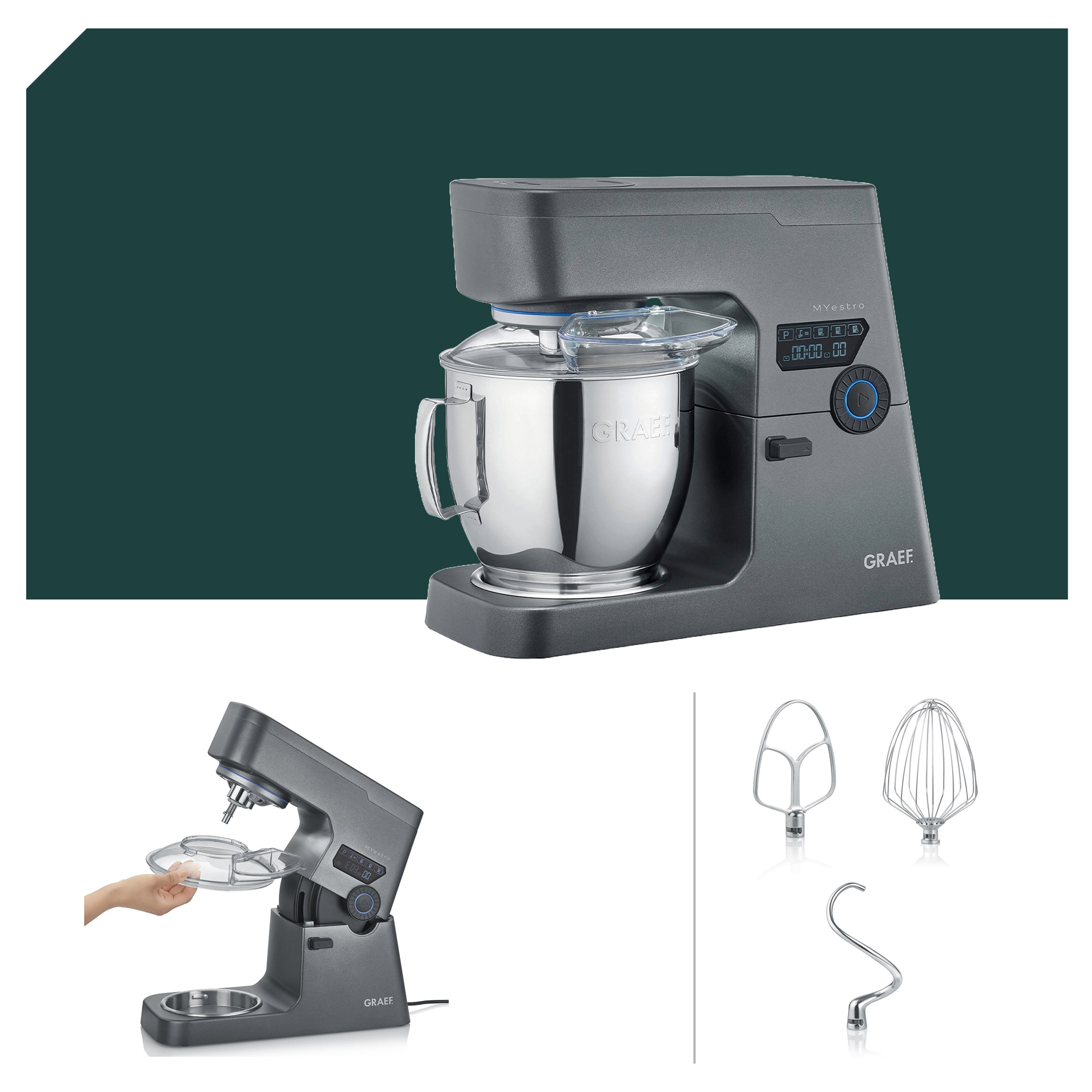 Starter Set Graef MYestro Anthrazit Küchenmaschine KM 7016