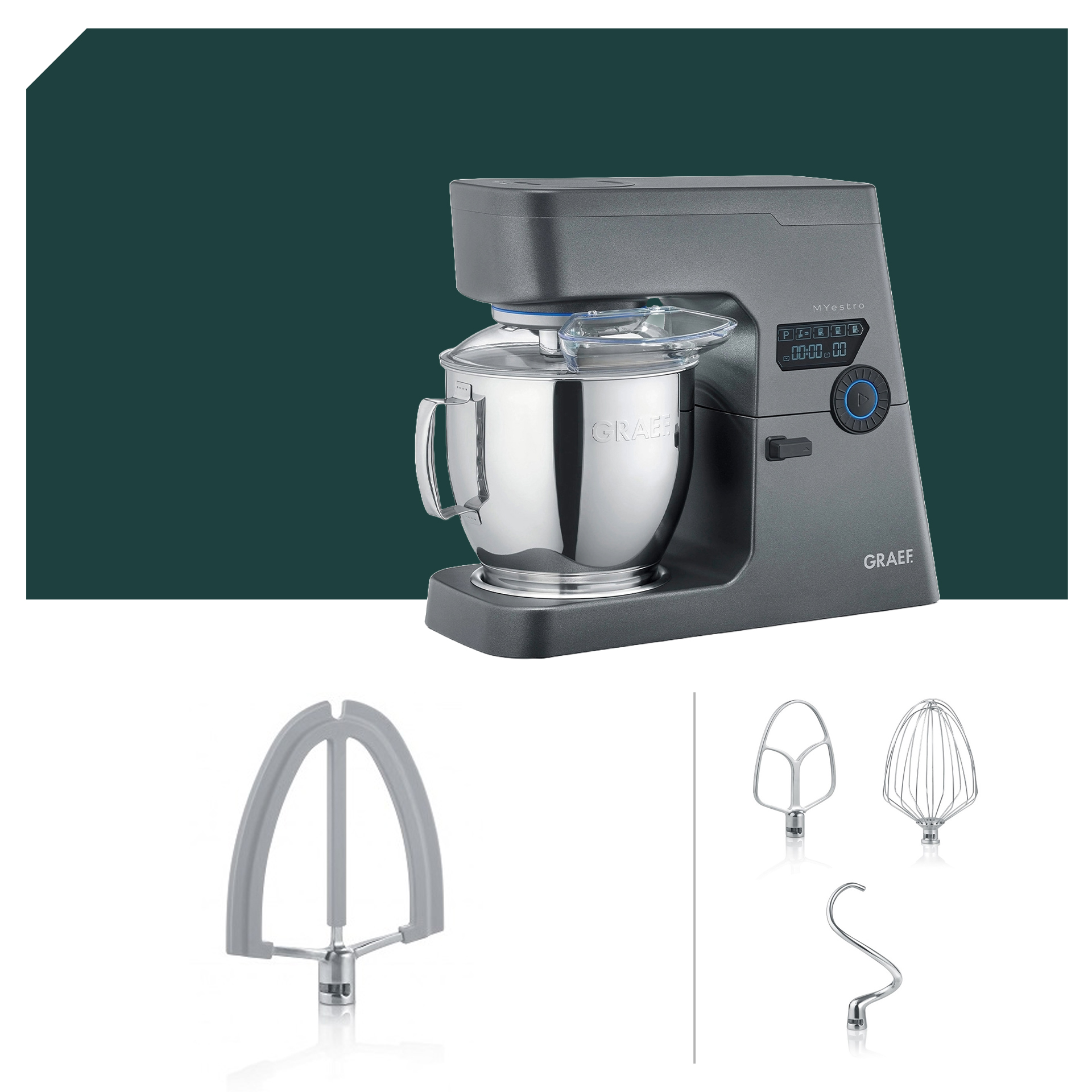 Patissier Paket Graef MYestro Anthrazit Küchenmaschine KM 7016
