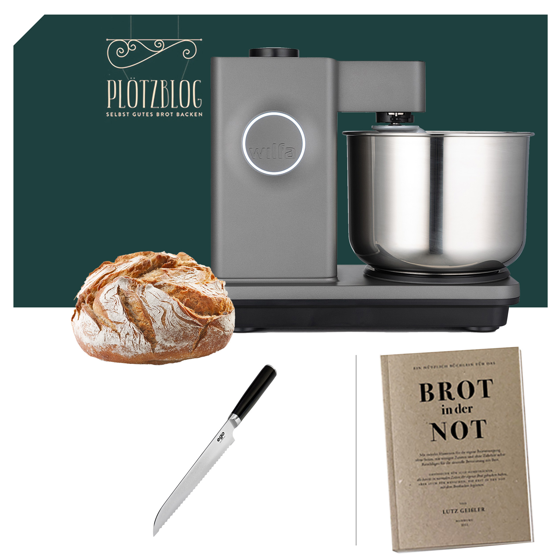 Brotback Paket Wilfa Probaker Küchenmaschine KM1GY-70 Grau mit 5 Jahren Garantie