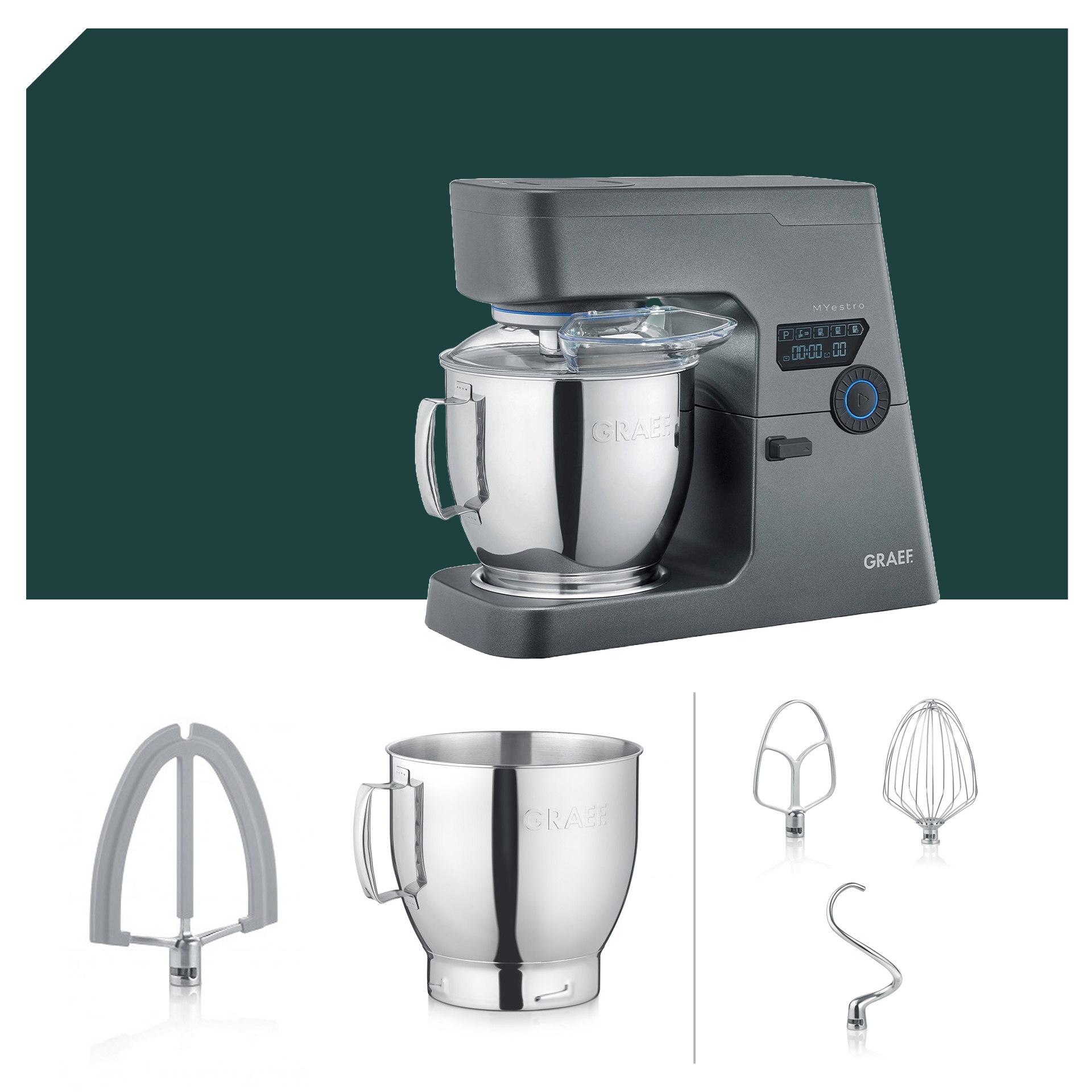 Profi Paket Graef MYestro Anthrazit Küchenmaschine KM 7016