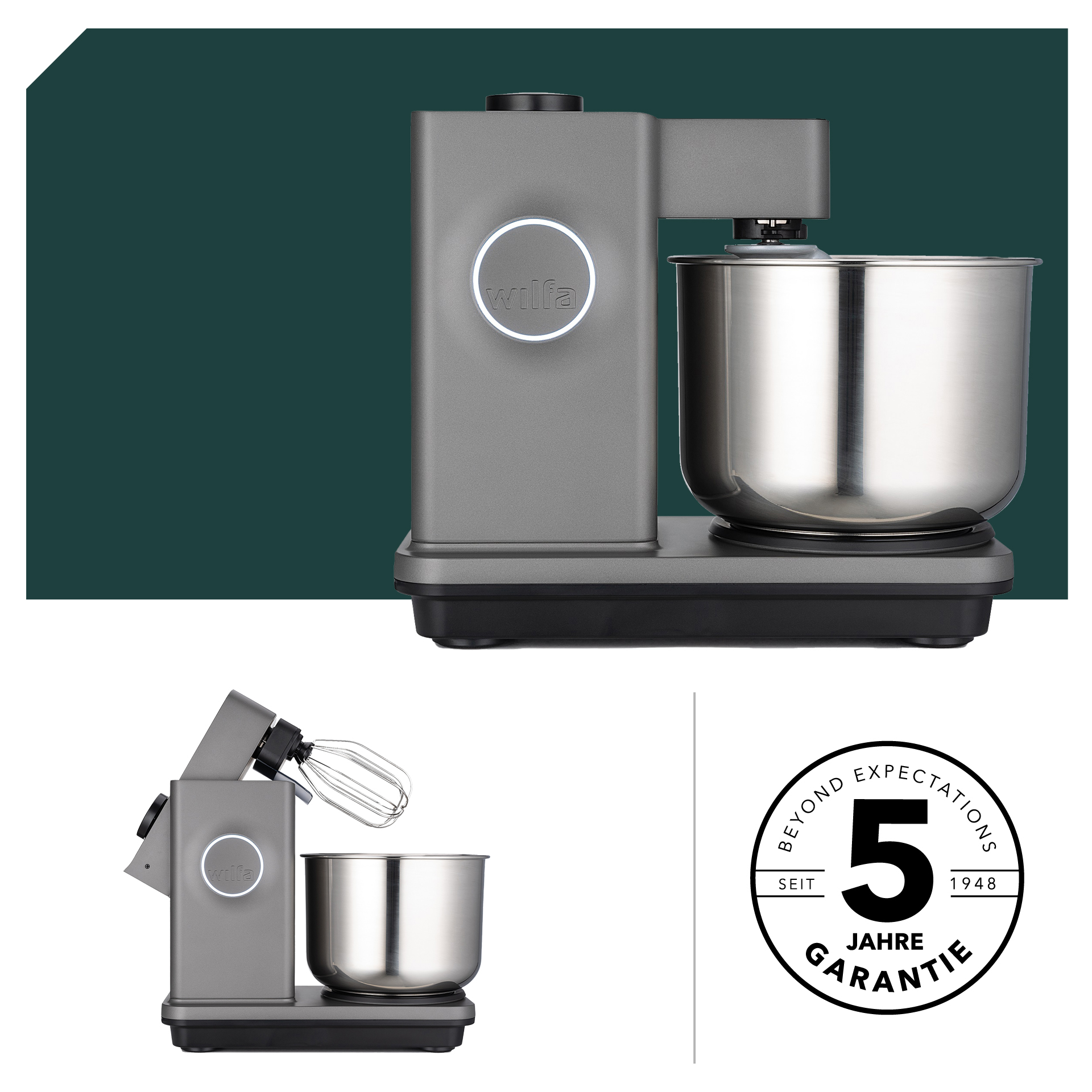 Starter Set Wilfa Probaker TIMER Küchenmaschine KM2GY-T70 Grau mit 5 Jahren Garantie
