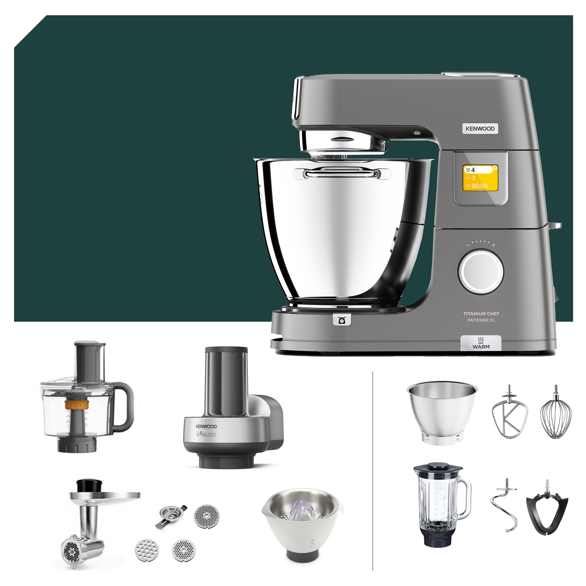 Spiralschneider-Paket Kenwood Titanium Chef Patissier XL KWL90.594SI 