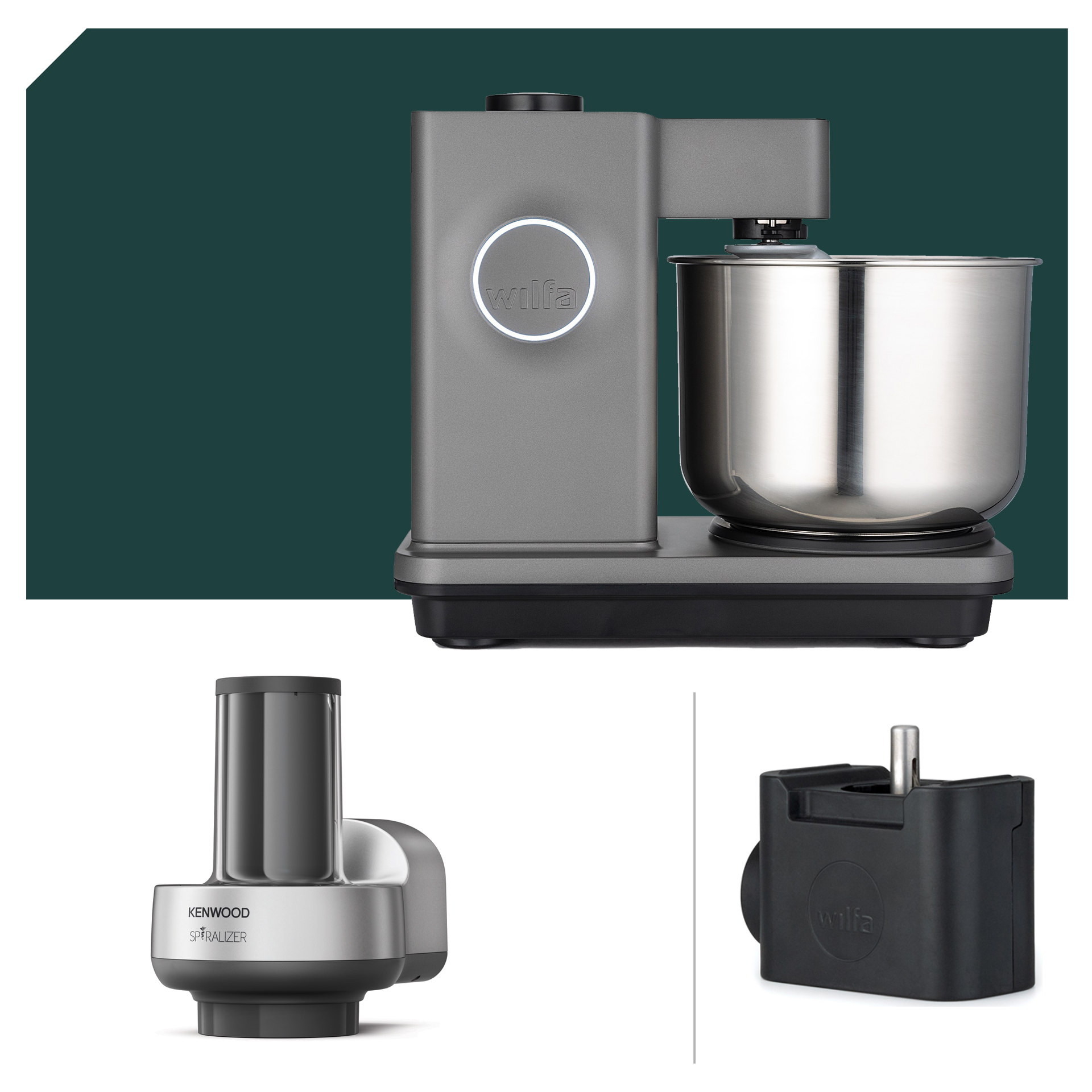 Spiralschneider Paket Wilfa Probaker Küchenmaschine KM1GY-70 Grau mit 5 Jahren Garantie